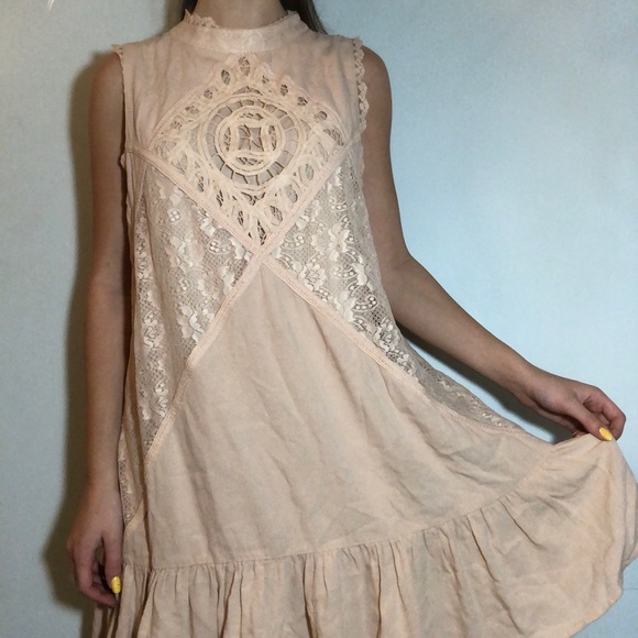 Urban Outfitters Dresses & Skirts - ❤️ DETAILED DUSTY PINK HIGH NECK BOUTIQUE DRESS